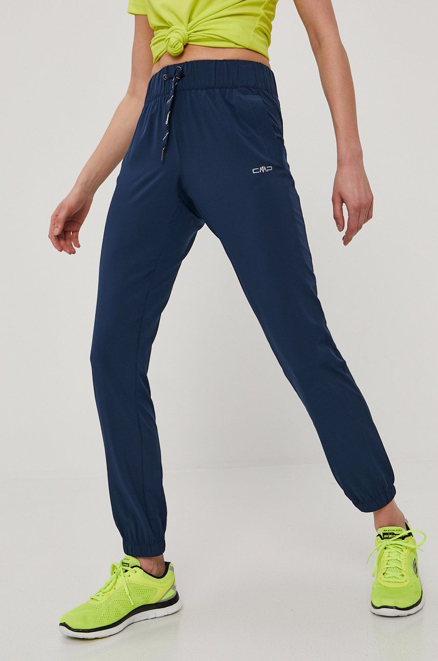 Kalhoty CMP dámské, tmavomodrá barva, hladké - námořnická modř -  94% Polyester