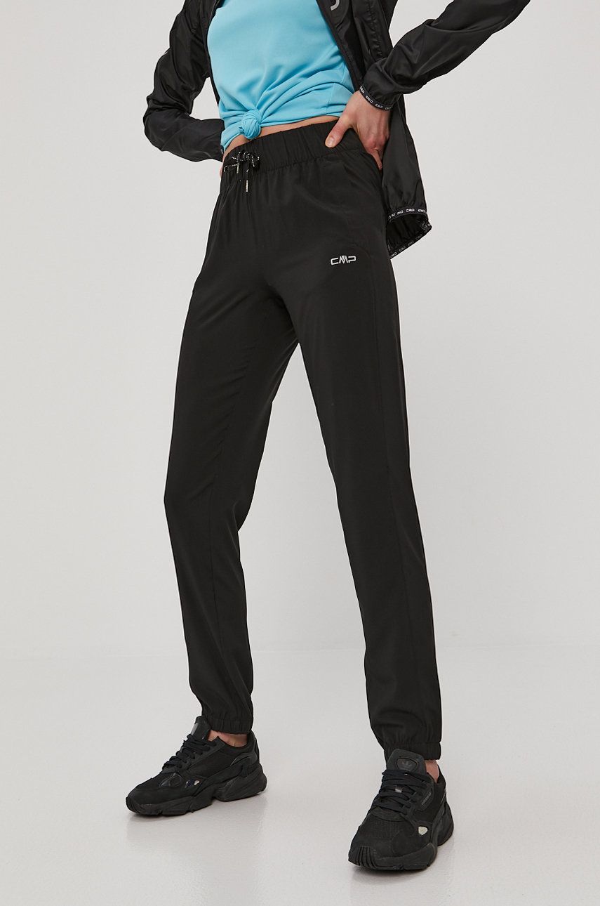 CMP Pantaloni femei, culoarea negru, material neted