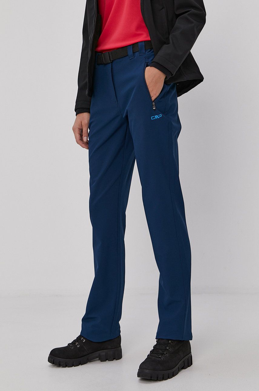 CMP pantaloni femei, culoarea albastru marin, drept, high waist answear.ro