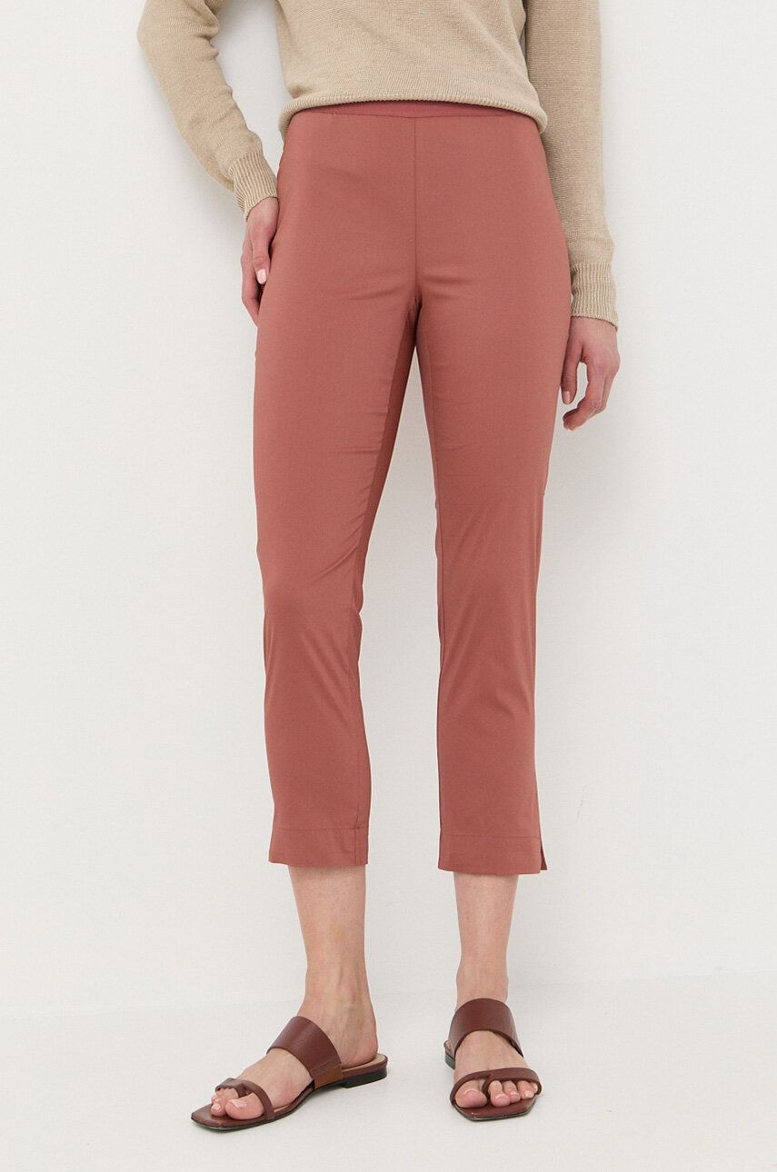 Liviana Conti pantaloni femei, culoarea maro, drept, medium waist answear.ro