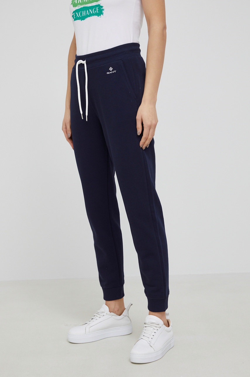 Gant pantaloni femei, culoarea albastru marin, neted