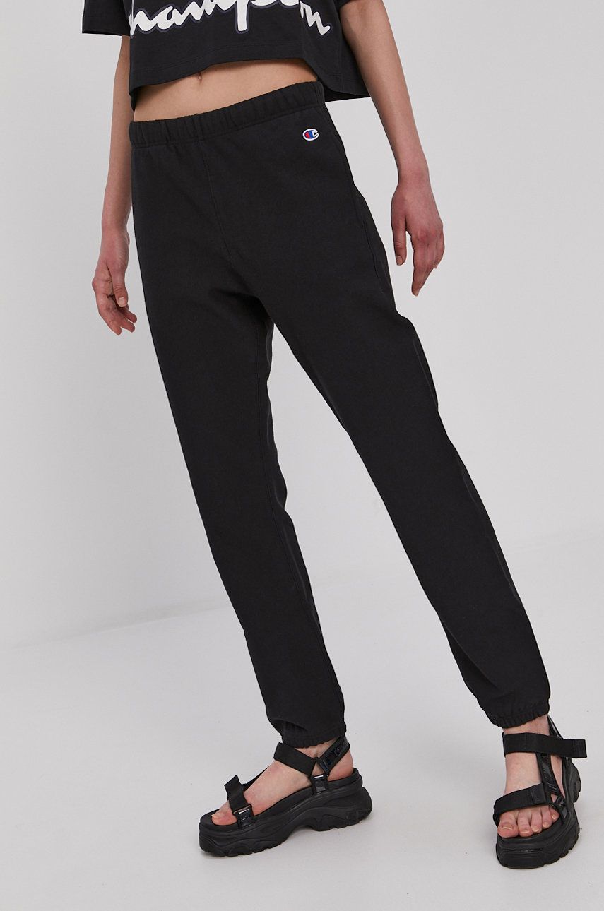 Champion Pantaloni femei, culoarea negru, material neted answear.ro imagine 2022 13clothing.ro