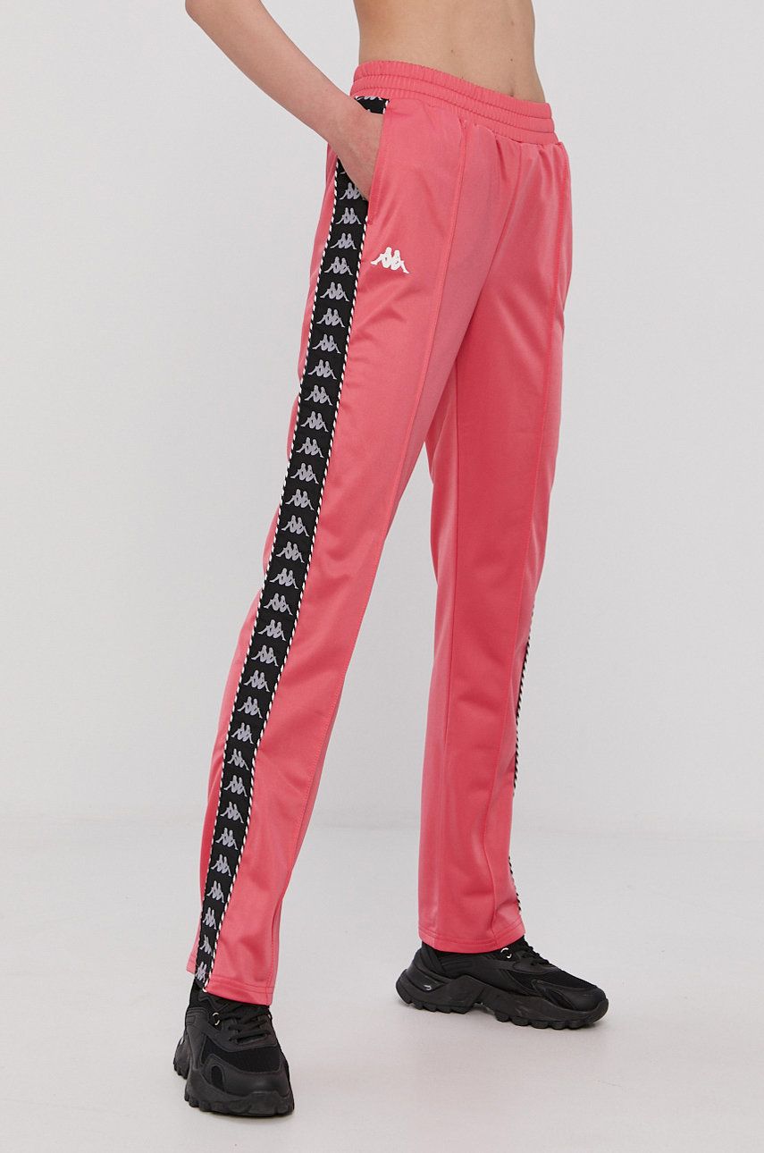 Kappa Pantaloni femei, culoarea roz, cu imprimeu answear.ro