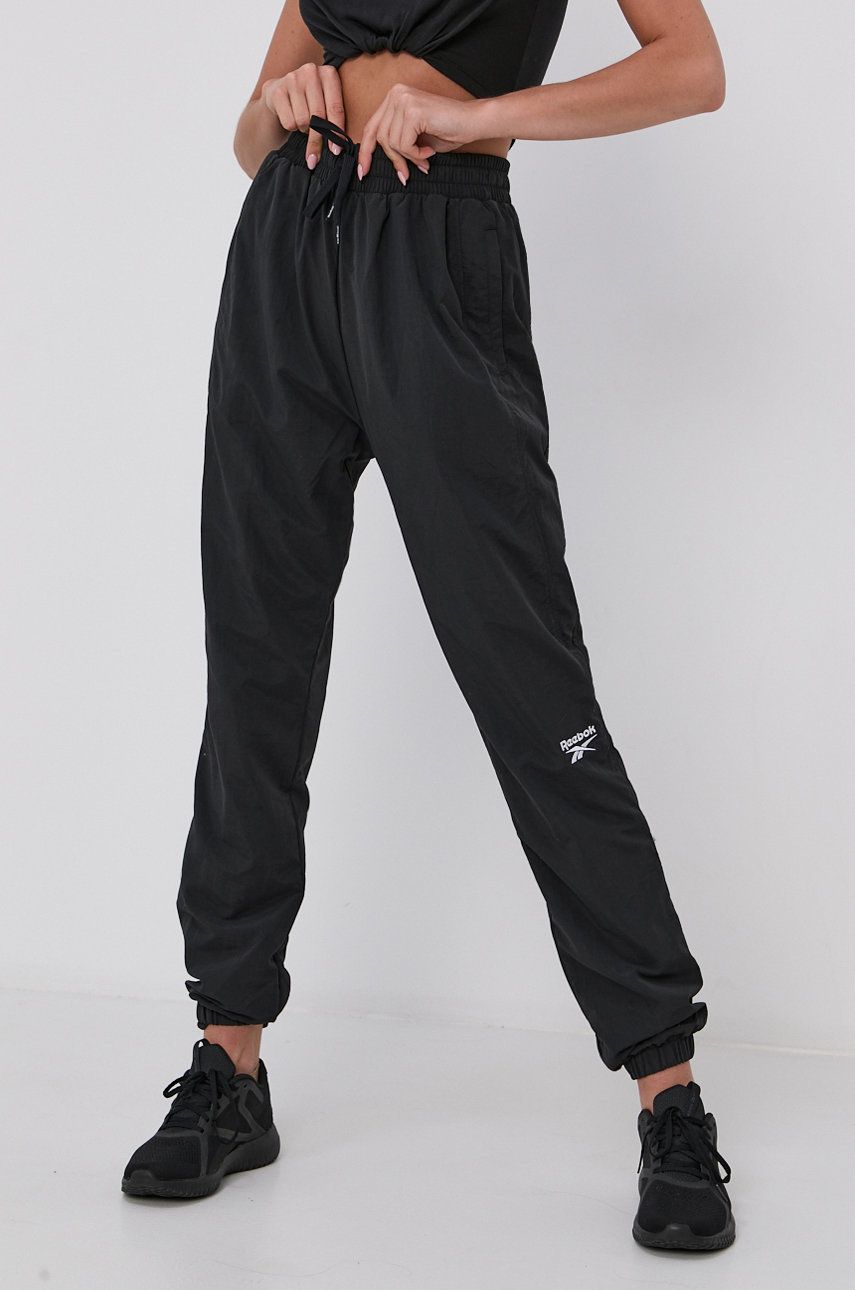 Reebok Classic Spodnie damskie kolor czarny proste high waist