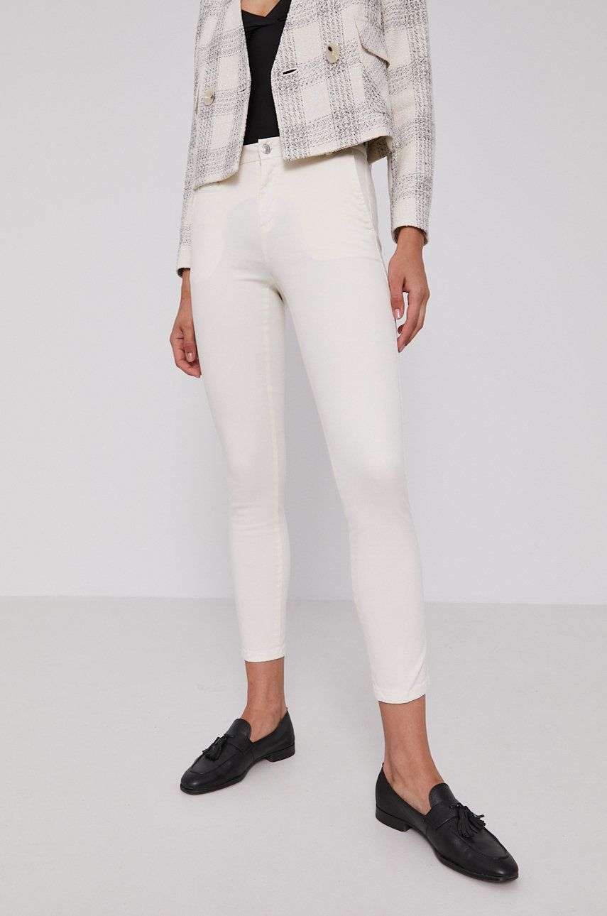 United Colors of Benetton Pantaloni femei, culoarea crem, model drept, medium waist answear imagine noua