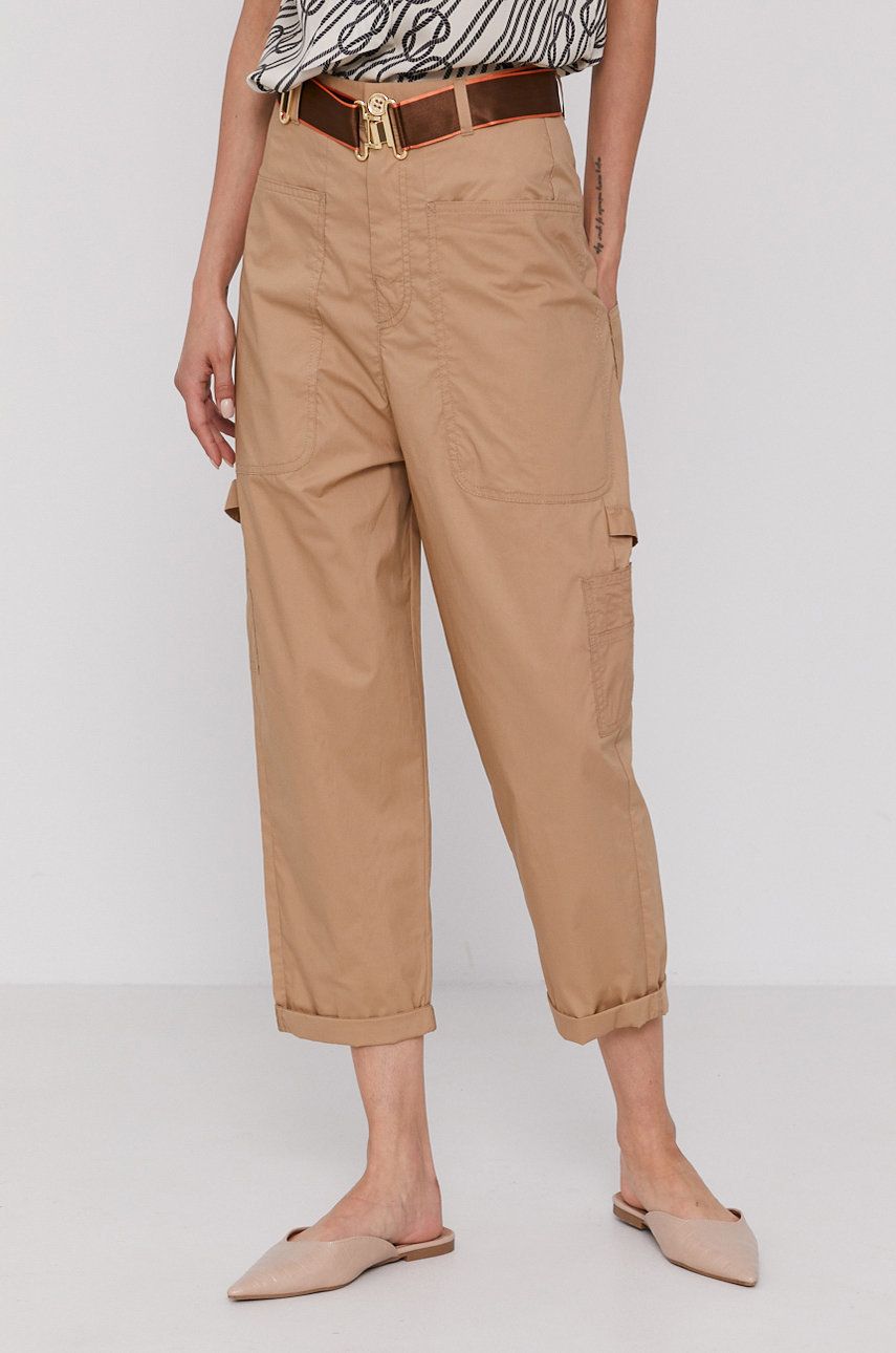 United Colors of Benetton Pantaloni femei, culoarea bej, model drept, high waist ANSWEAR ANSWEAR