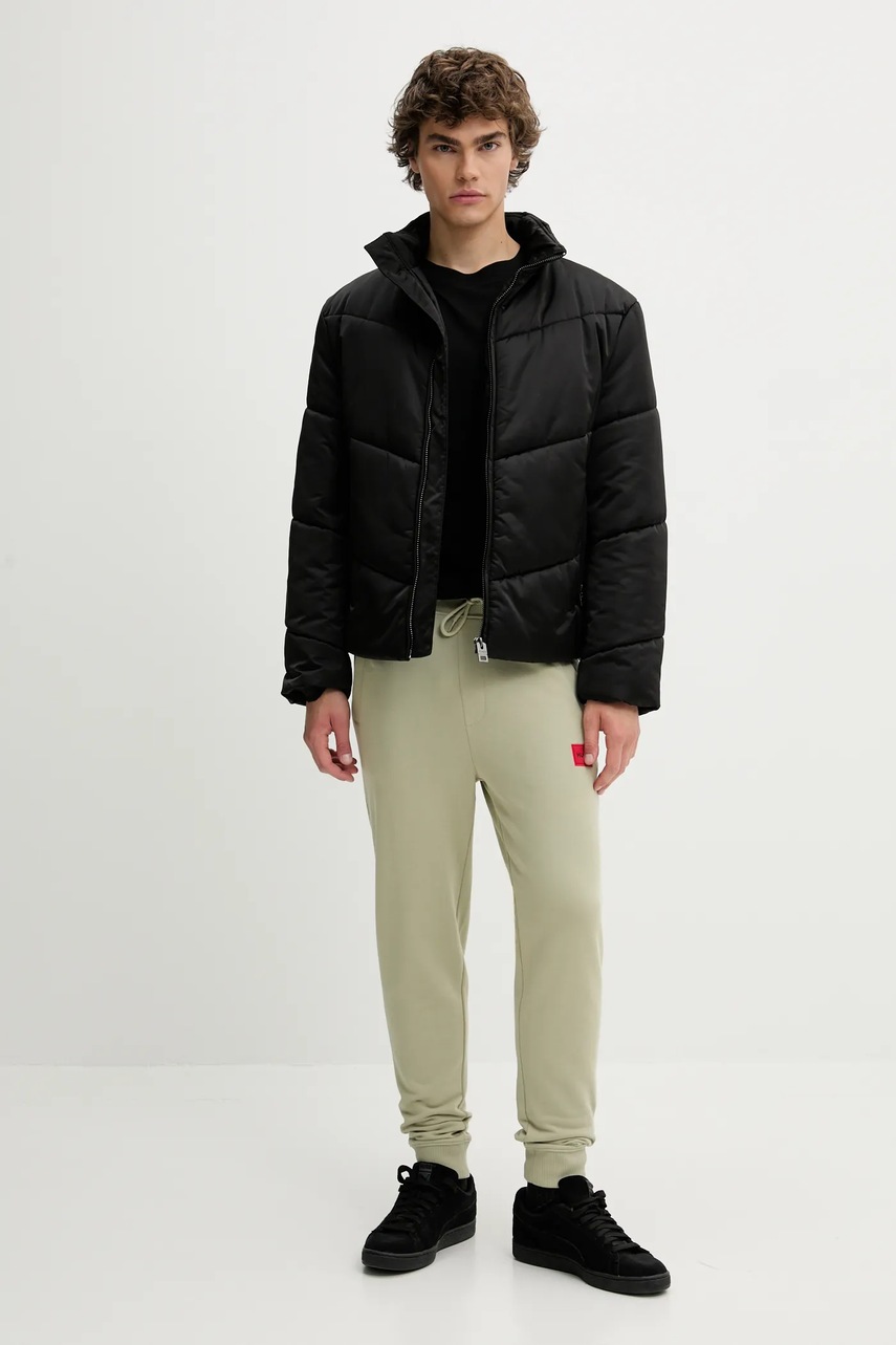 Хлопковые спортивные штаны HUGO цвет зелёный меланж 50447963