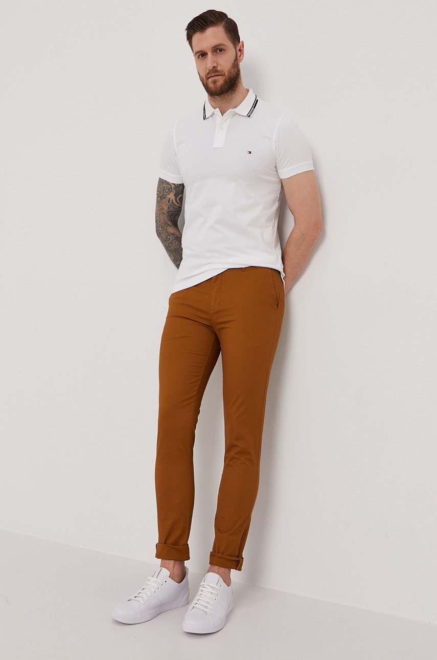 

Штани Scotch & Soda чоловічі колір коричневий облягаюче