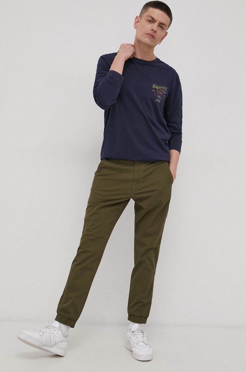 Only & Sons pantaloni barbati, culoarea verde, cu fason chinos answear.ro