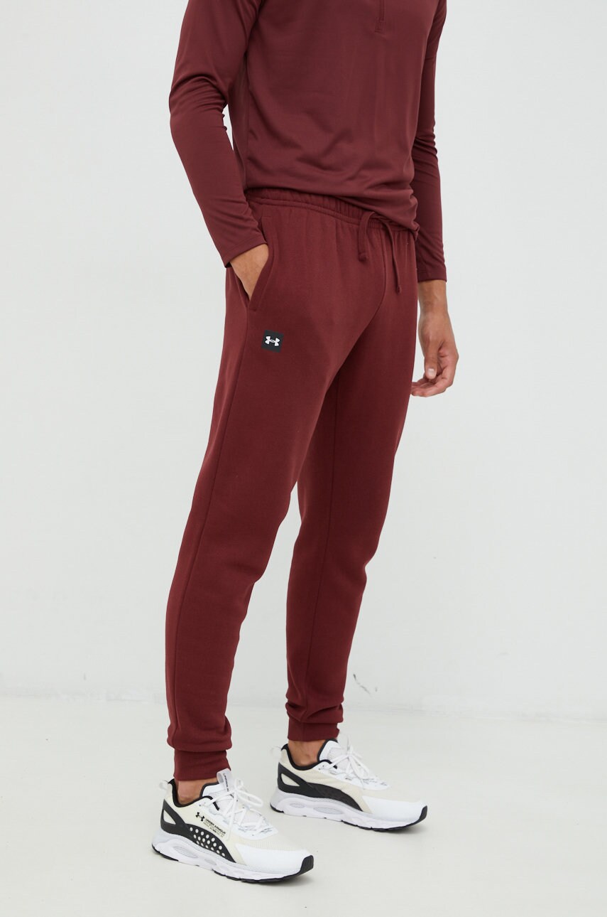 Under armour pantaloni barbati, culoarea bordo, neted
