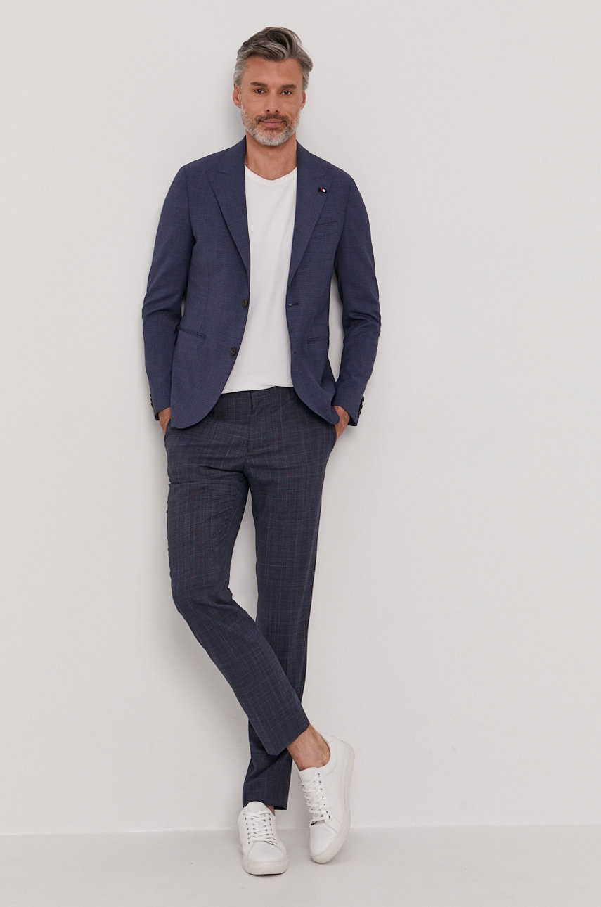 

Брюки Tommy Hilfiger Tailored мужские цвет синий облегающее
