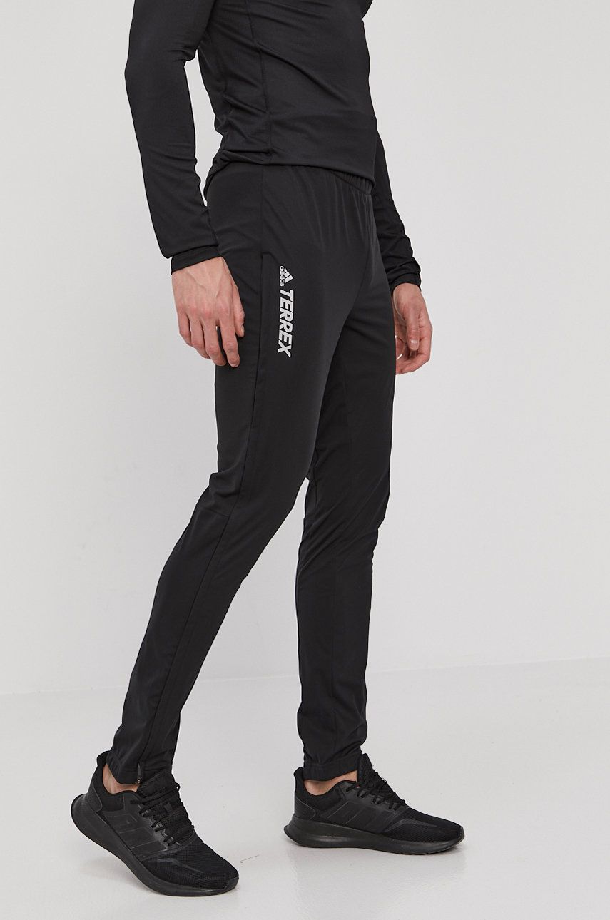 Adidas Performance Pantaloni bărbați, culoarea negru, cu imprimeu adidas Performance imagine 2022 reducere