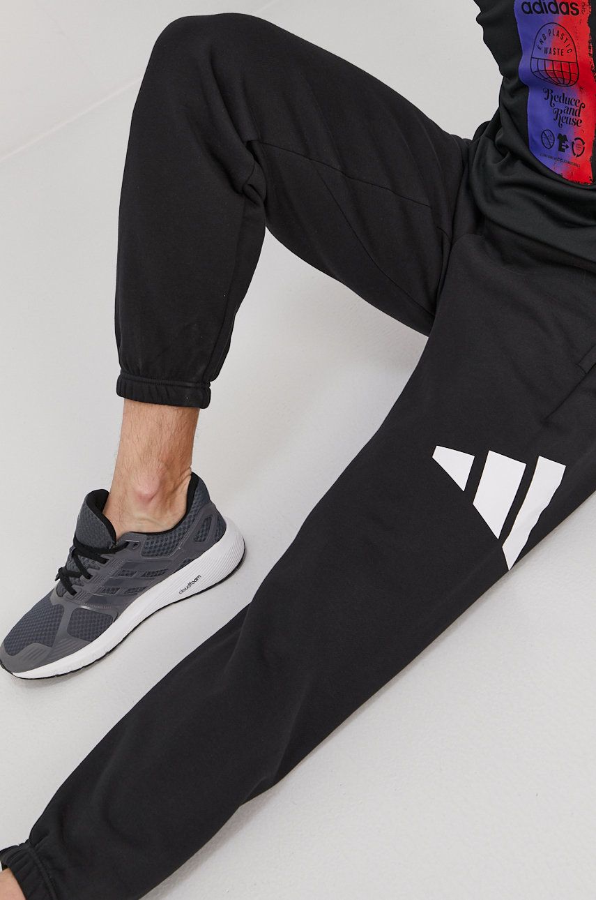 Adidas Performance Pantaloni GQ6213 bărbați, culoarea negru, cu imprimeu adidas