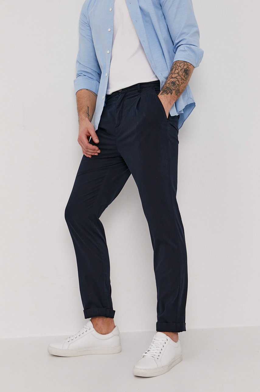 Lyle & Scott Pantaloni Barbati, Culoarea Albastru Marin, Model Drept