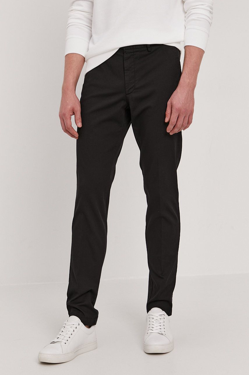 Boss Pantaloni bărbați, culoarea negru, model drept answear.ro imagine 2022 reducere