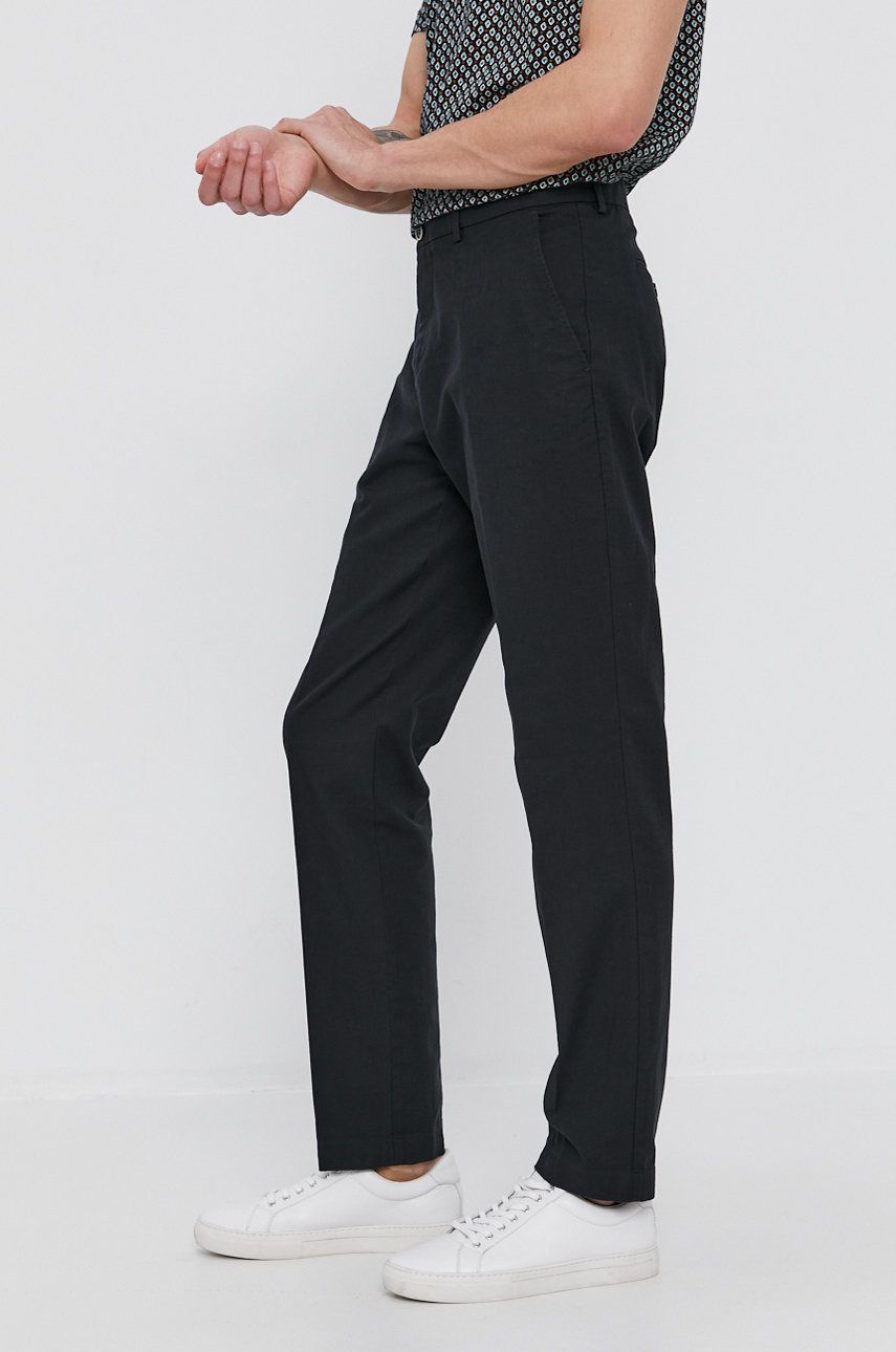 Kalhoty Sisley pánské, černá barva, přiléhavé - černá -  70% Bavlna