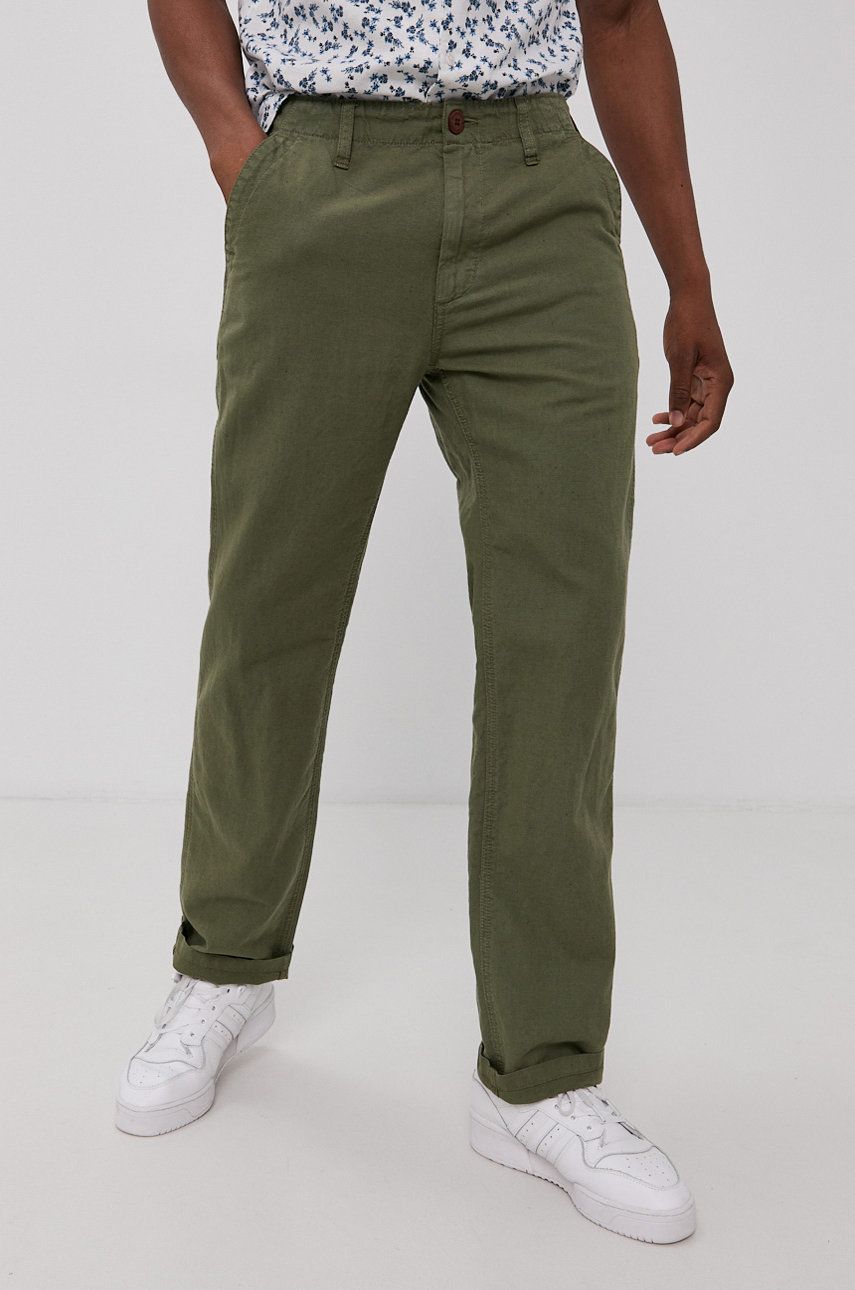 Superdry Pantaloni bărbați, culoarea verde, model drept answear.ro