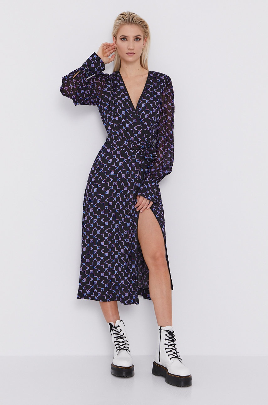

Сукня Karl Lagerfeld колір чорний midi розкльошена