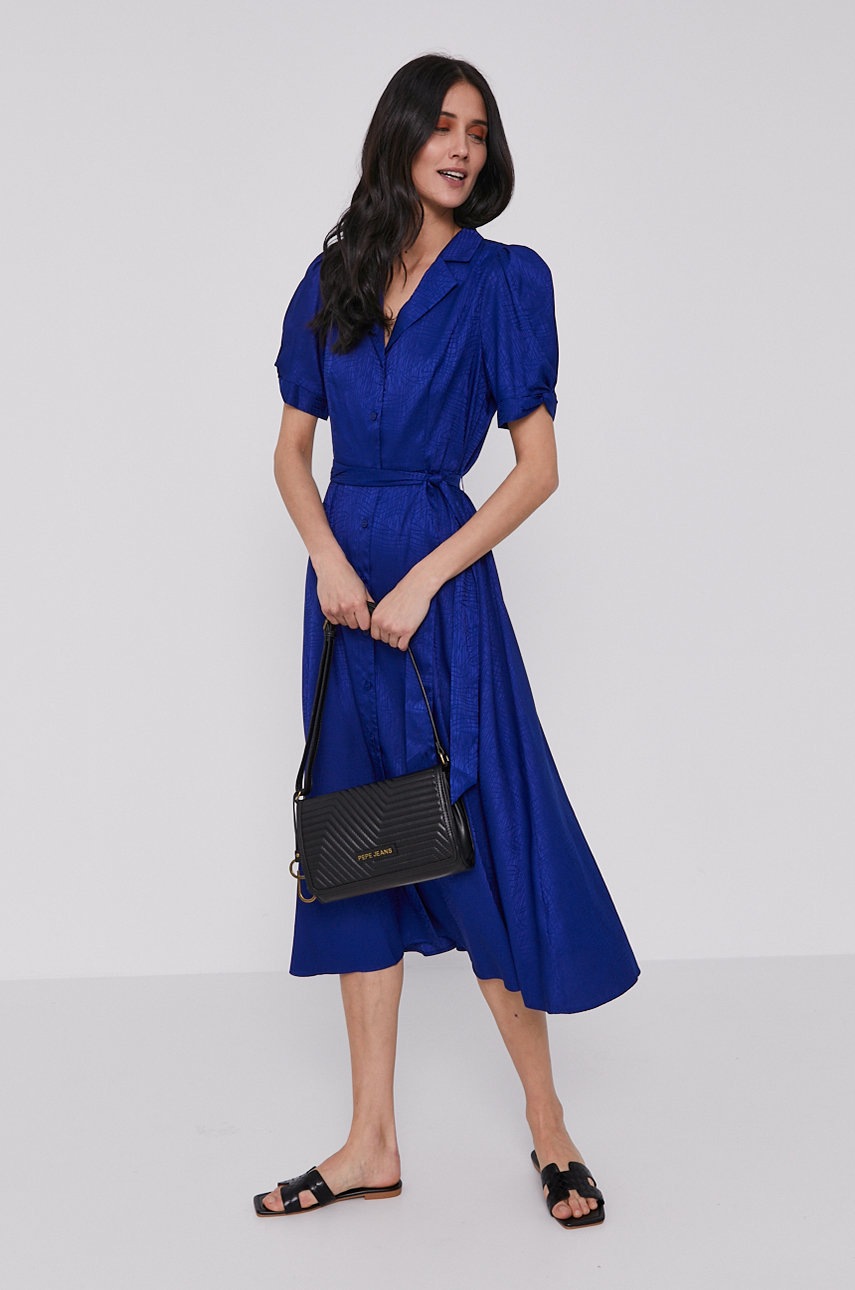 

Платье Dkny цвет синий midi расклешённое