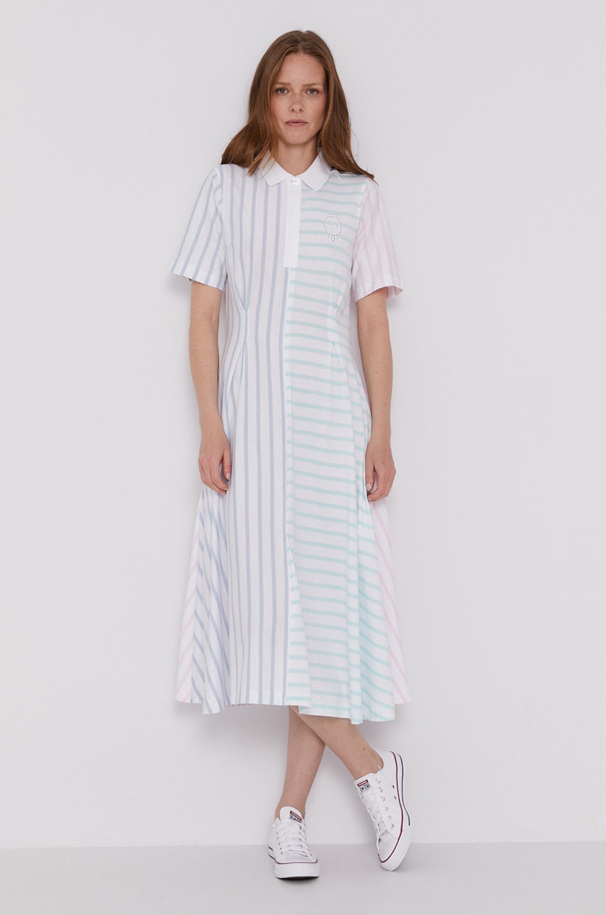 

Сукня Tommy Hilfiger колір білий midi розкльошена