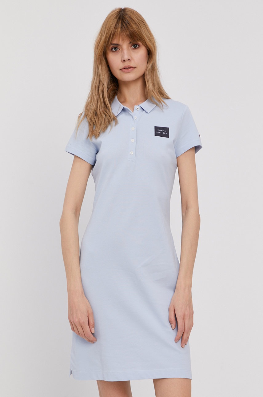 

Рокля Tommy Hilfiger къс модел със стандартна кройка, Син
