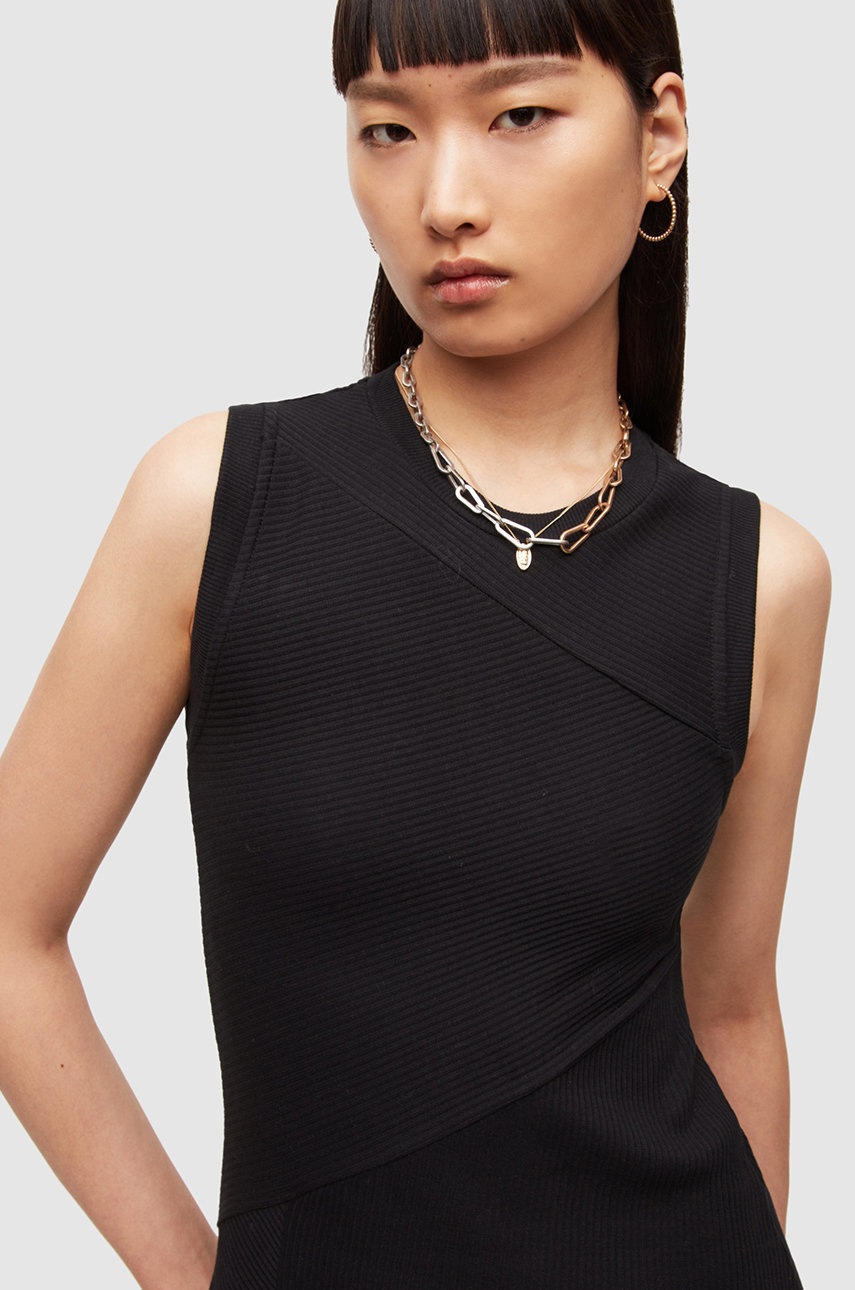 

Сукня AllSaints колір чорний maxi розкльошена