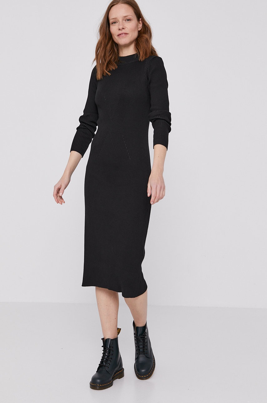 

Сукня G-Star Raw колір чорний midi облягаюча