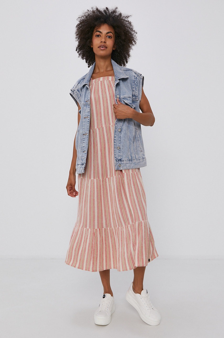 

Сукня Superdry колір бежевий midi oversize