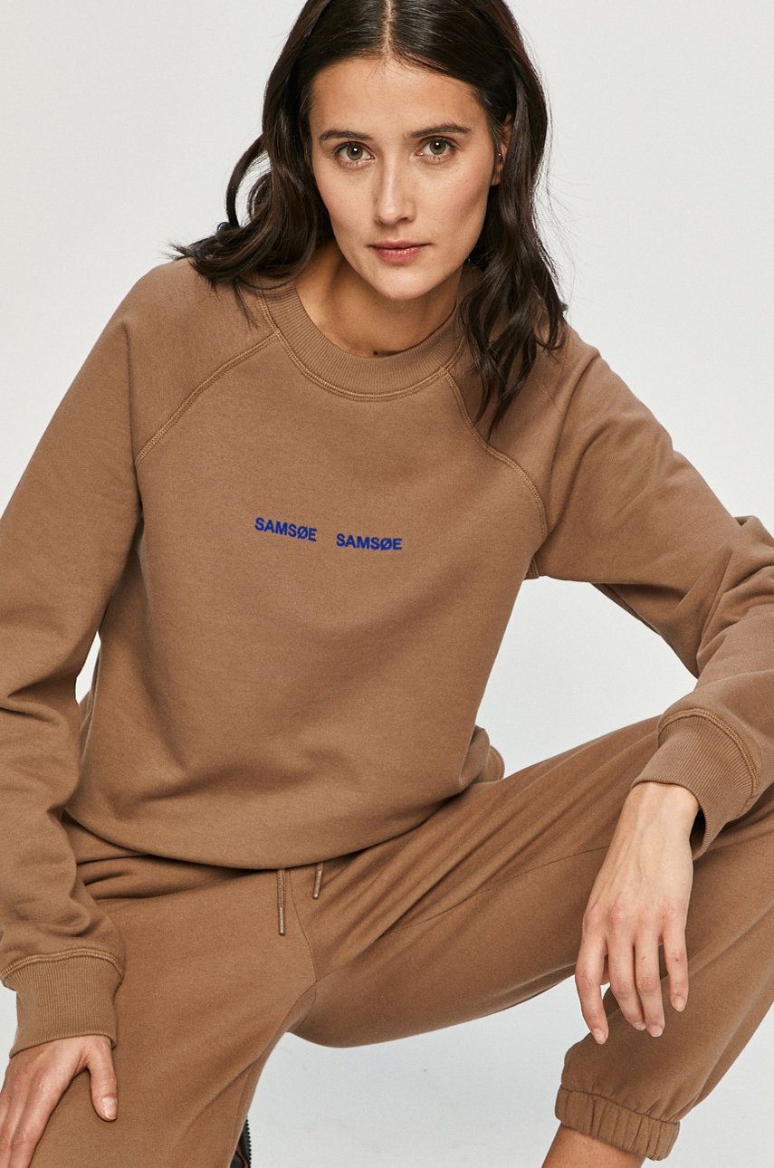 Samsoe Samsoe Bluză femei, culoarea maro, cu imprimeu imagine reduceri black friday 2021 answear.ro