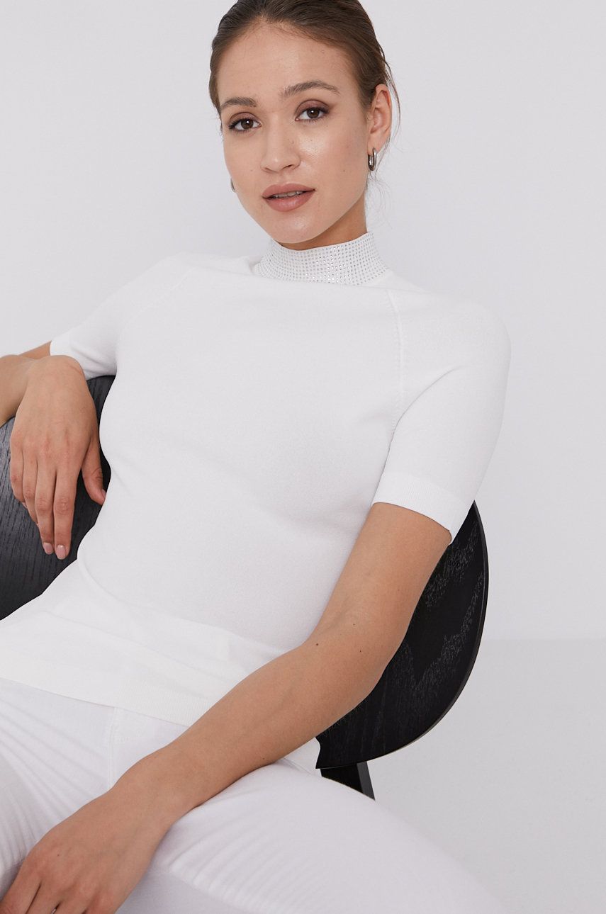 Karl Lagerfeld Pulover femei, culoarea alb, light, cu turtleneck answear.ro imagine lareducerisioferte.ro 2022