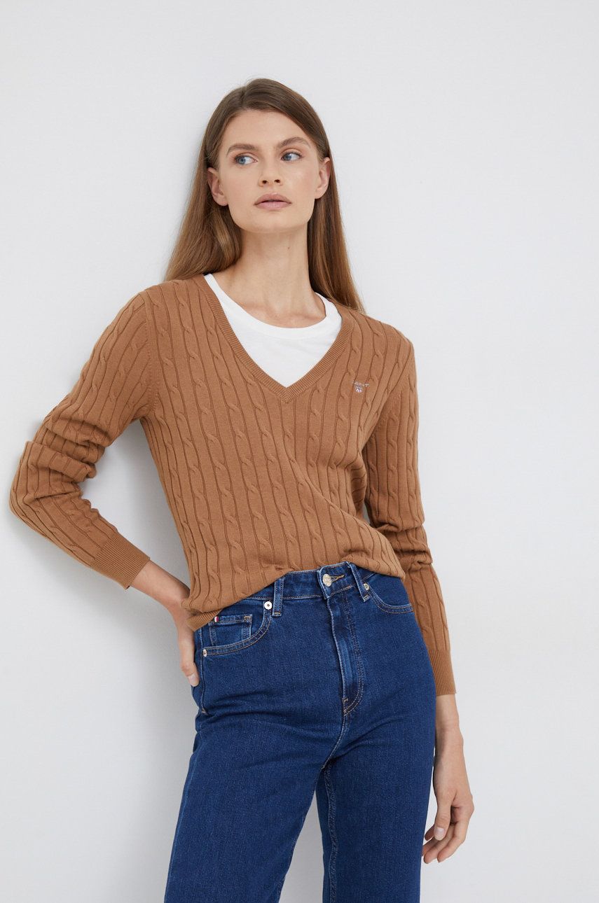 Gant sweter damski kolor brązowy lekki