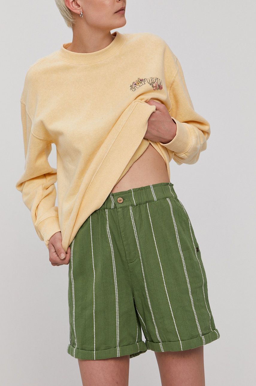 Roxy Pantaloni scurți femei, culoarea verde, modelator, high waist answear.ro