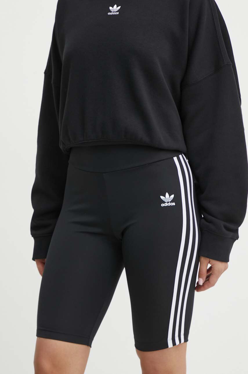 Levně Kraťasy adidas Originals dámské, černá barva, hladké, medium waist