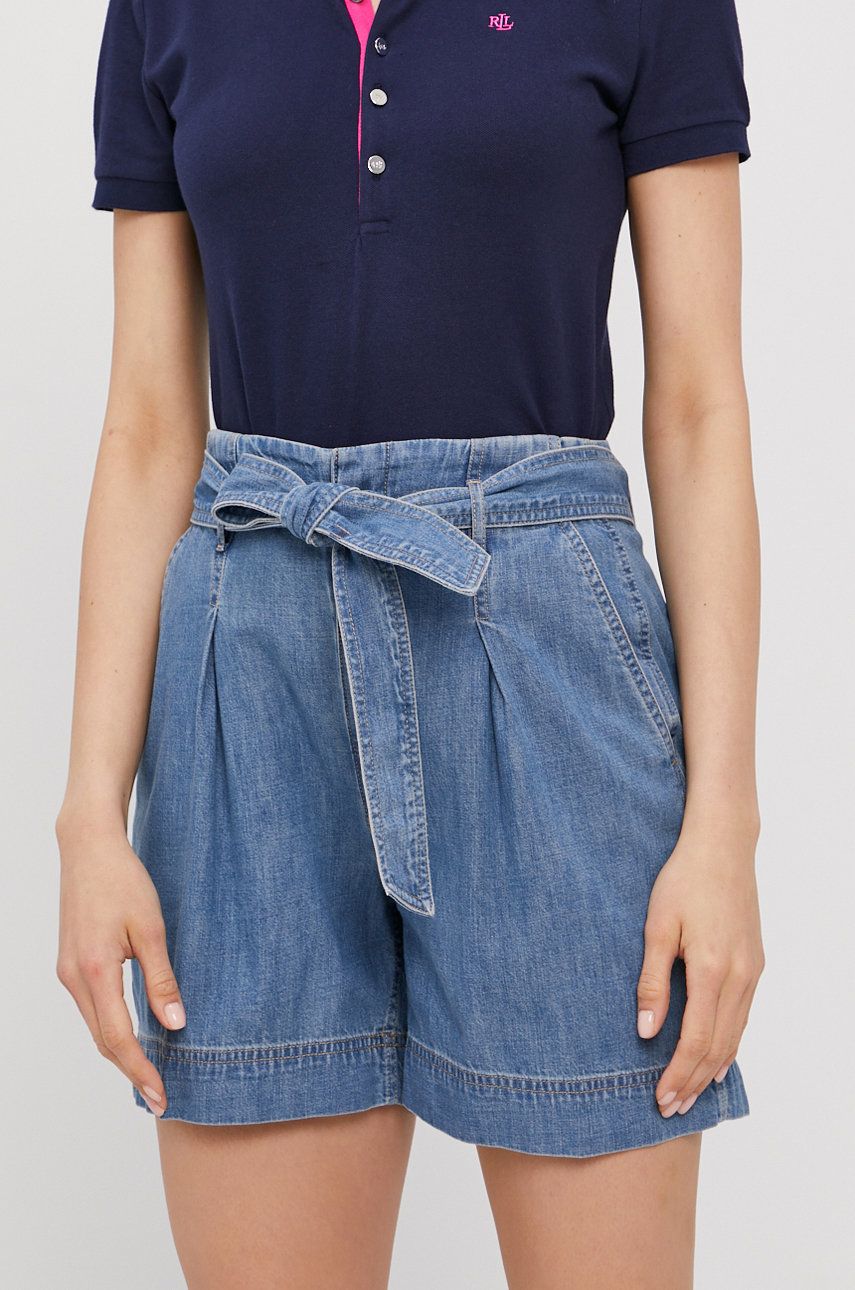 Lauren Ralph Lauren Szorty jeansowe damskie gładkie high waist
