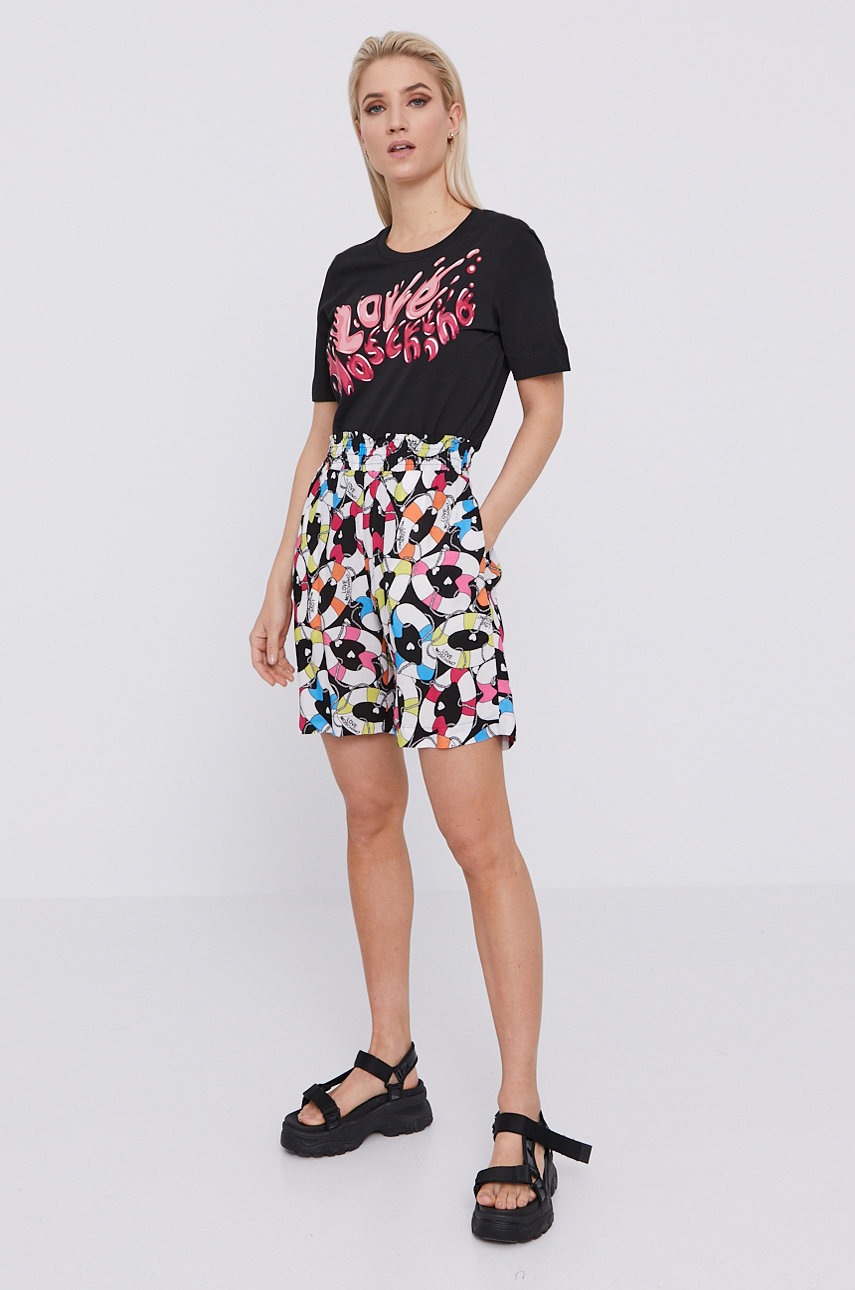 

Шорти Love Moschino жіночі колір чорний візерунок висока посадка