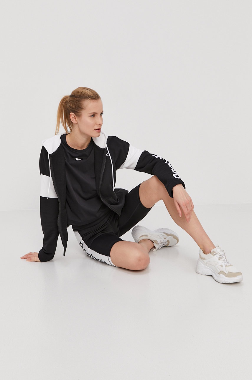 

Шорты Reebok GM9091 женские цвет чёрный с принтом средняя посадка