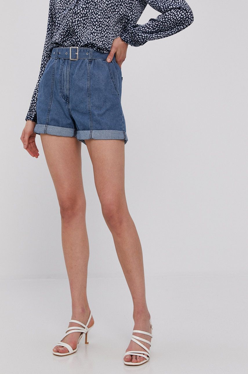 Jacqueline de Yong Pantaloni scurti jeans femei, material neted, high waist