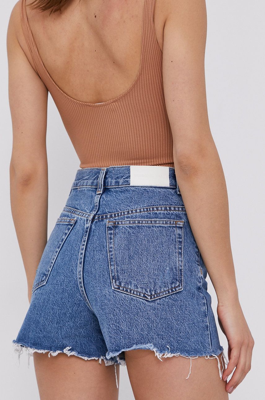 The Kooples Pantaloni Scurți Jeans Femei, Material Neted, High Waist