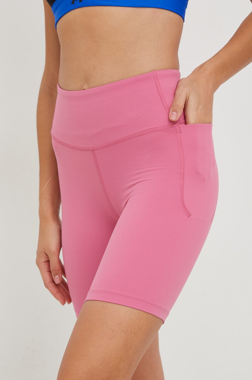 Under Armour szorty damskie kolor fioletowy gładkie high waist