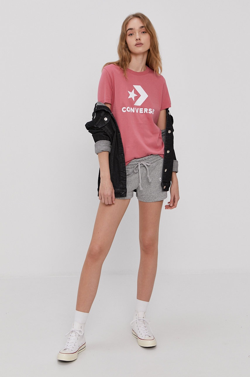 

Шорты Converse женские цвет серый меланж средняя посадка