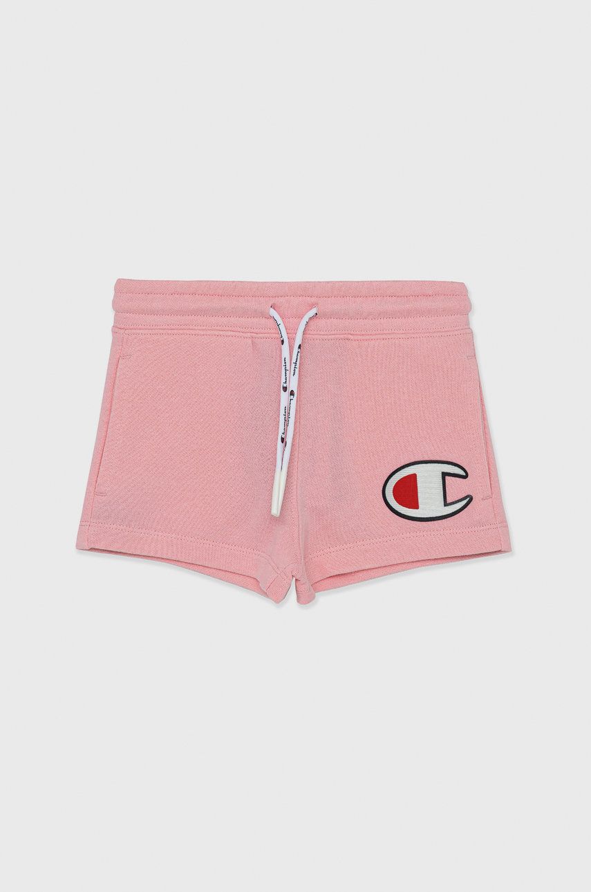 Champion Pantaloni scurți copii 403789 culoarea roz, cu imprimeu, talie reglabila