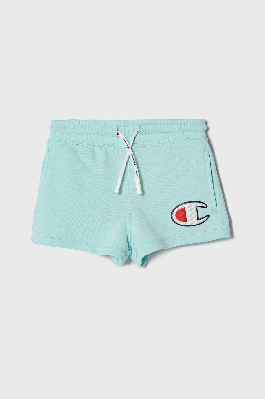 Champion Pantaloni scurți copii 403789 culoarea turcoaz, cu imprimeu, talie reglabila