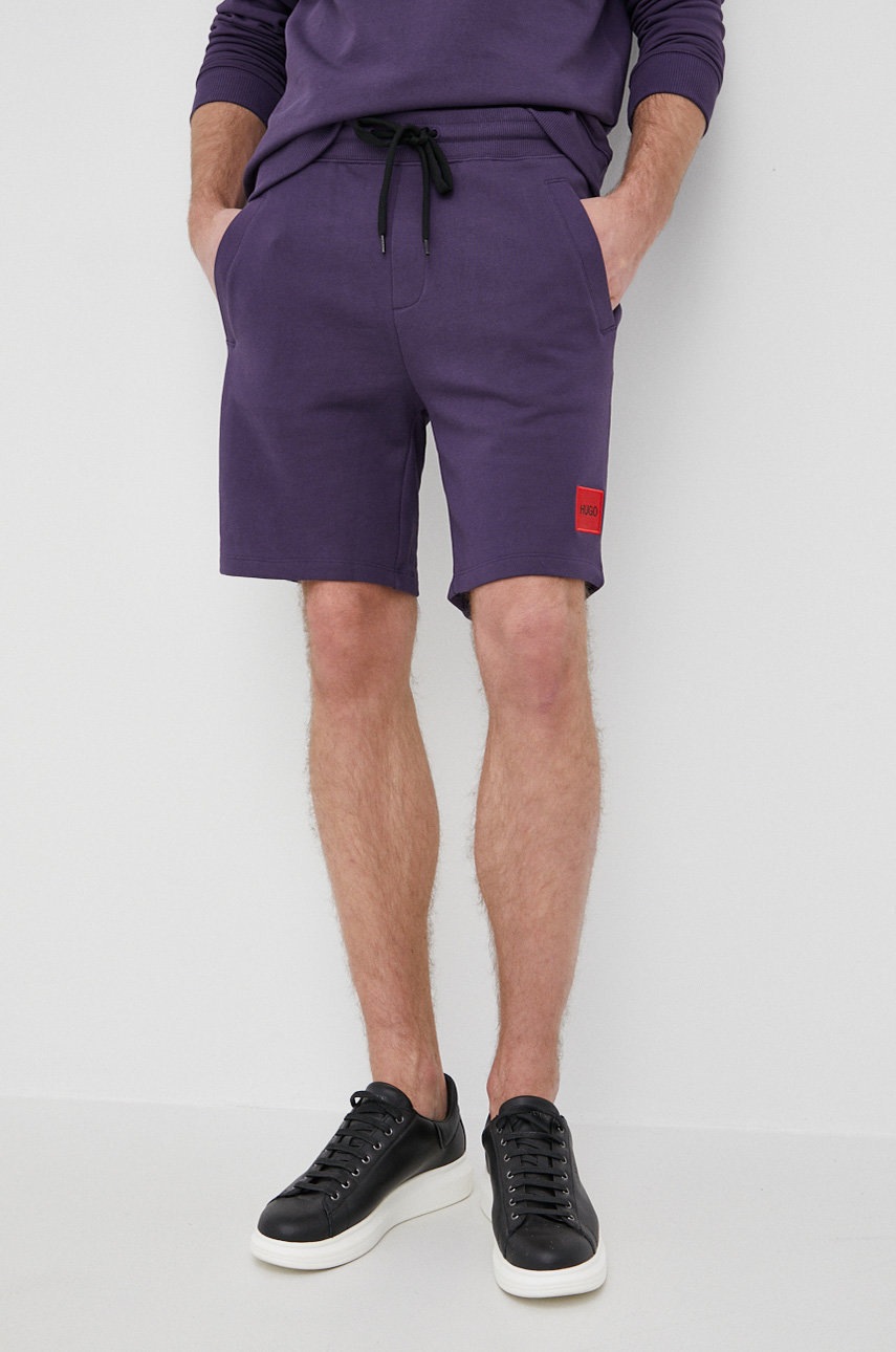 Hugo Pantaloni scurți din bumbac bărbați, culoarea maro Hugo Pantaloni scurți din bumbac bărbați, culoarea maro ANSWEAR