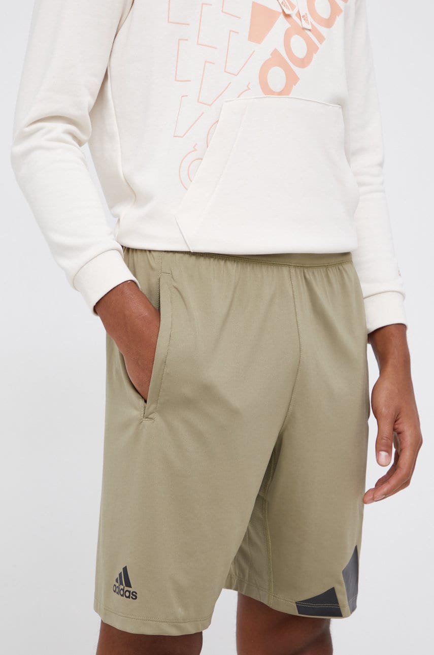 Adidas performance pantaloni scurți bărbați, culoarea verde
