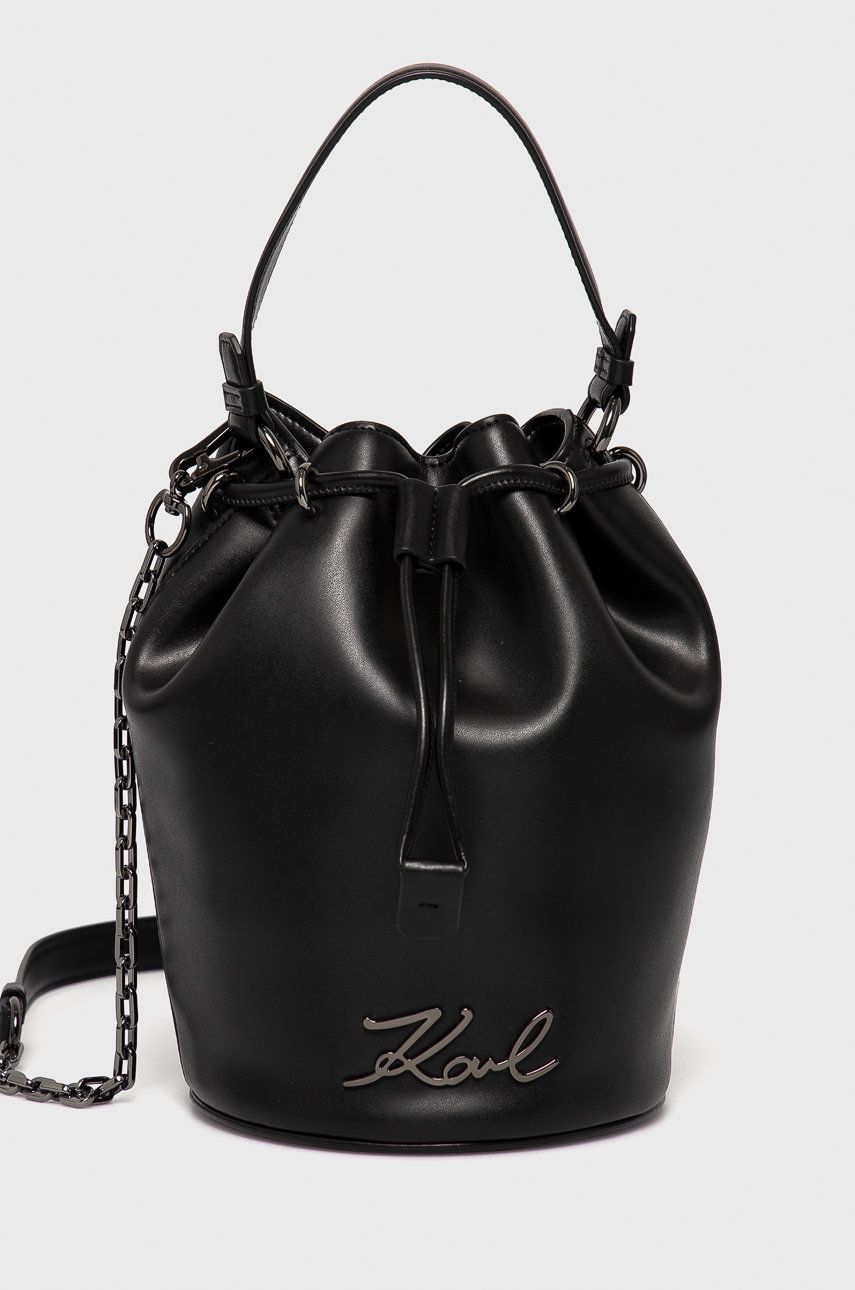 Karl Lagerfeld Poșetă de piele culoarea negru answear.ro imagine megaplaza.ro