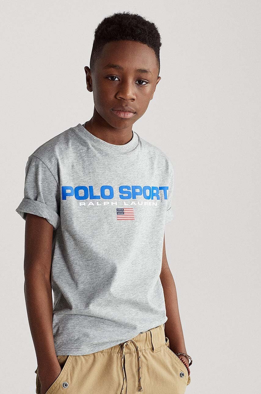

Детска тениска Polo Ralph Lauren в сиво, Сив