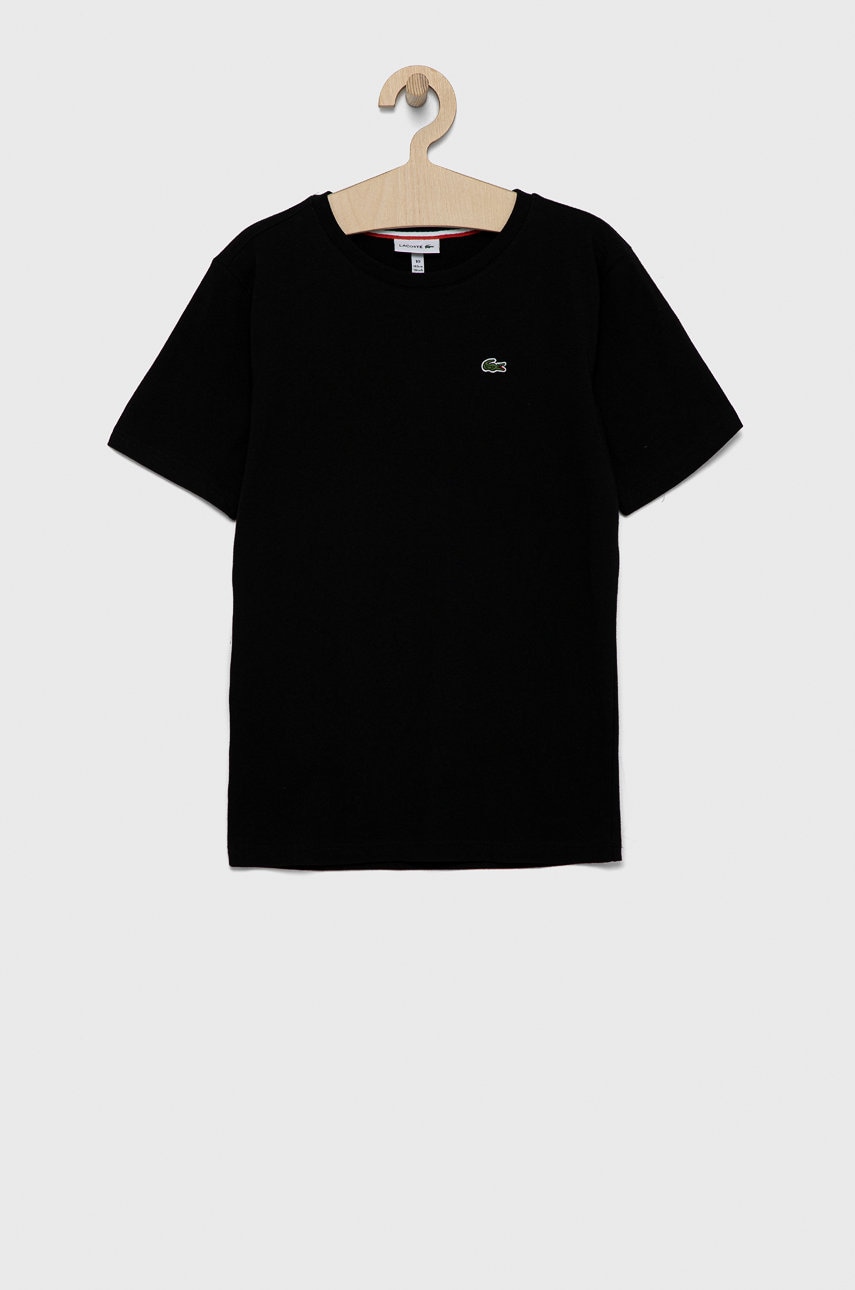 Lacoste tricou de bumbac pentru copii culoarea negru, neted