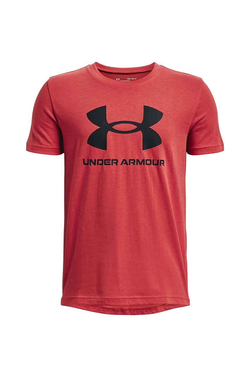 

Детская хлопковая футболка Under Armour цвет чёрный с принтом