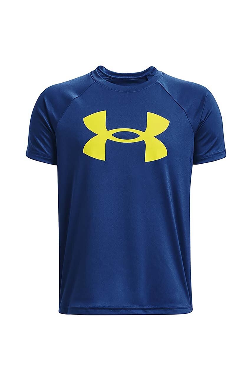 Dětské tričko Under Armour černá barva, s potiskem - modrá -  100 % Polyester