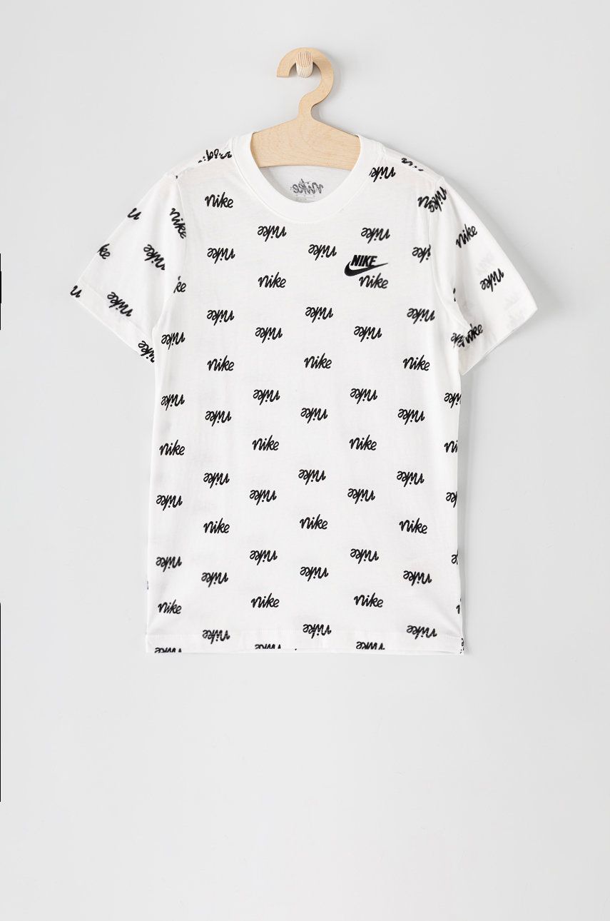 Nike Kids T-shirt dziecięcy kolor biały wzorzysty